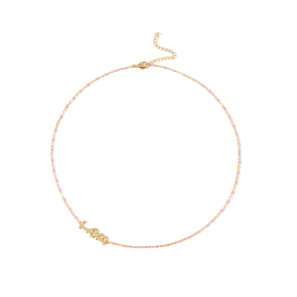 N201 GPB-The Gamma Phi Beta Necklace: Side Set ΓΦΒ Enamel Bead Necklace