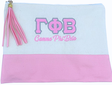 Gamma Phi Beta Embroidered Greek Letter Pouch