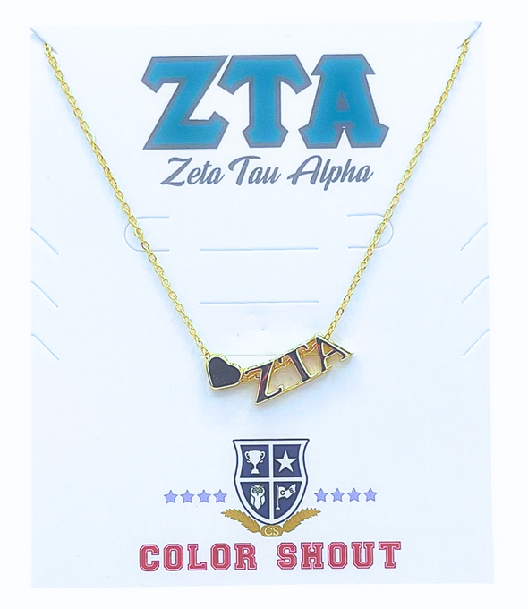 N202 ZTA-Zeta Tau Alpha Heart Necklace