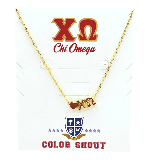 N202 XO-Chi Omega Heart Necklace