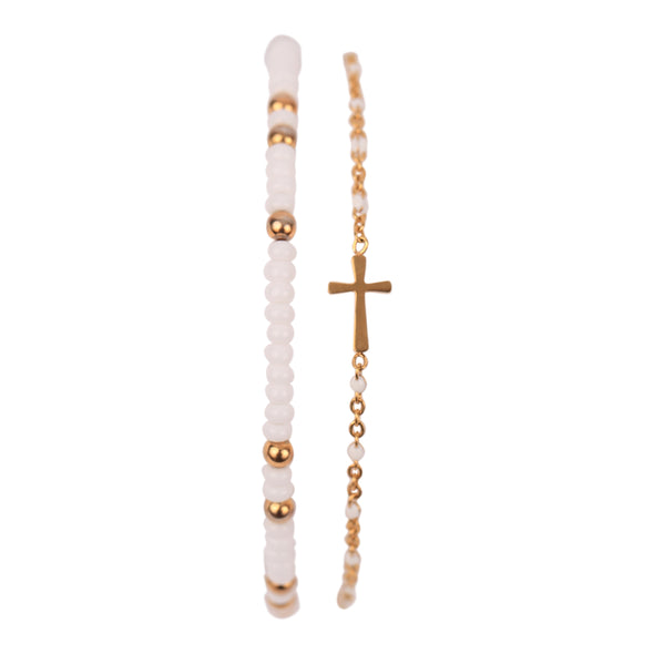 Spirit Shout Cross Bracelet Stack