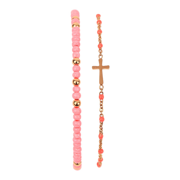 Spirit Shout Cross Bracelet Stack
