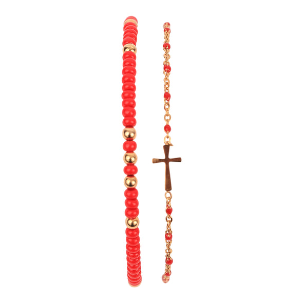 Spirit Shout Cross Bracelet Stack