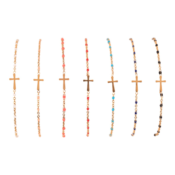 Spirit Shout Enamel Dot Cross Bracelet