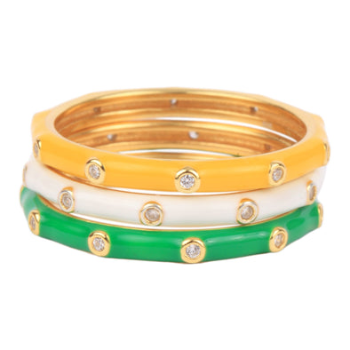 Green and Gold Bring It On 3: Stack Ring Set
