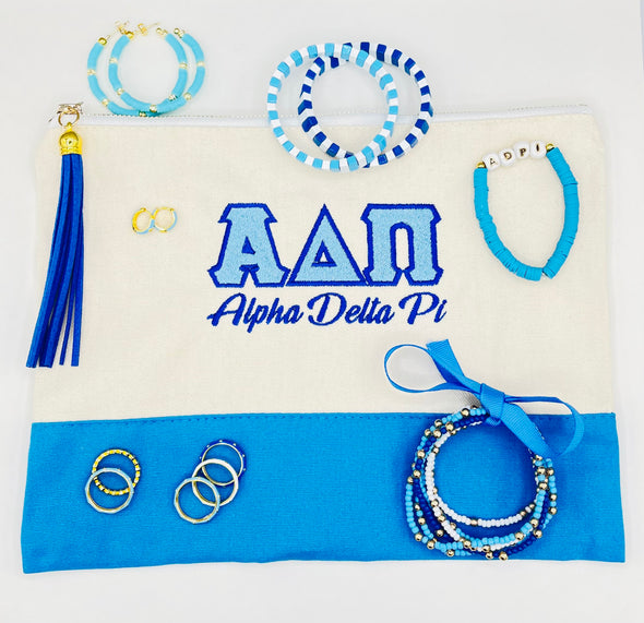 Alpha Delta Pi Embroidered Greek Letter Pouch