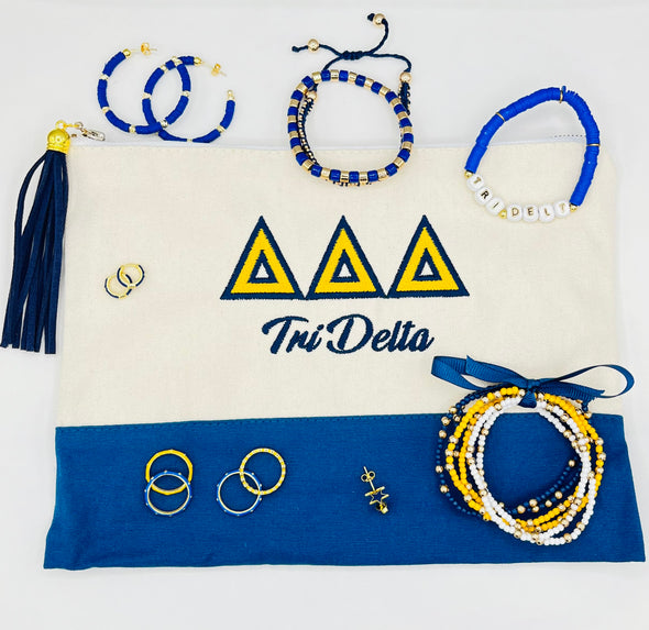 Tri Delta Embroidered Greek Letter Pouch