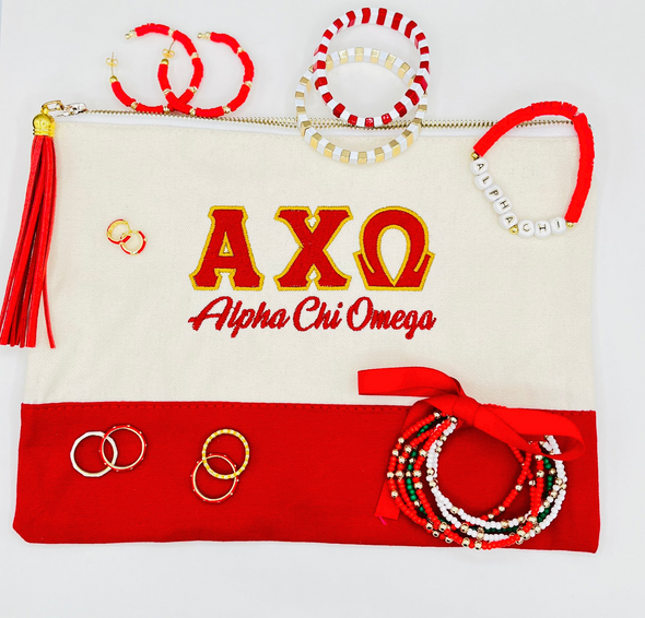 Alpha Chi Omega Embroidered Greek Letter Pouch