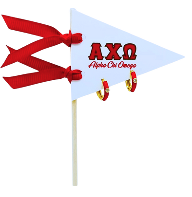 Alpha Chi Omega Red Huggie Hoops