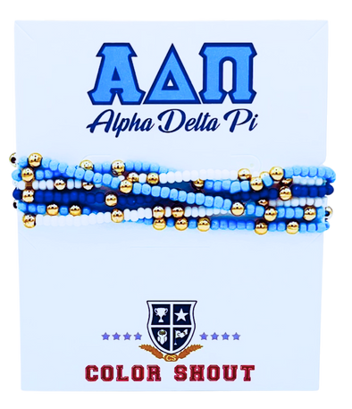 Alpha Delta Pi Colors Stack: Set of 6 Beaded Stretch Bracelets