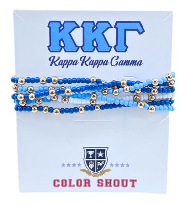 Kappa Kappa Gamma Colors Stack: Set of 6 Beaded Stretch Bracelets