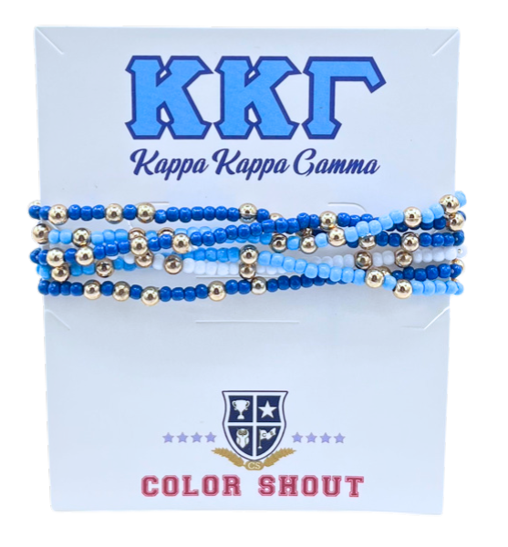 Kappa Kappa Gamma Colors Stack: Set of 6 Beaded Stretch Bracelets