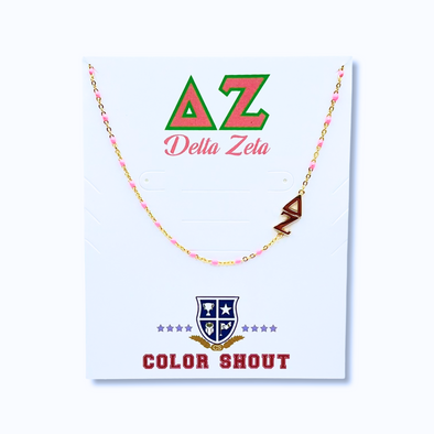 The Delta Zeta Necklace: Side Set ΔΖ Enamel Bead Necklace