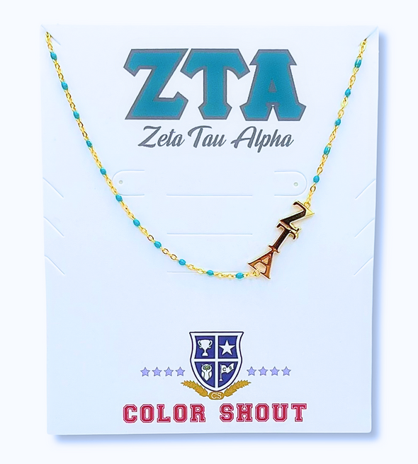 The Zeta Tau Alpha Necklace: Side Set ΖΤΑ Enamel Bead Necklace