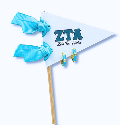 Zeta Tau Alpha Turquoise Huggie Hoops