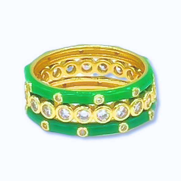 R206 KD-Kappa Delta Bezel & Enamel Stack Ring Set