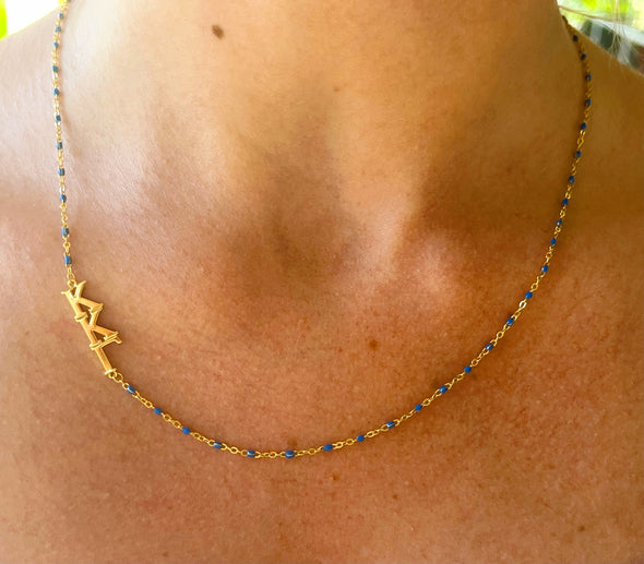 The Kappa Kappa Gamma Necklace: Side Set ΚΚΓ Enamel Bead Necklace