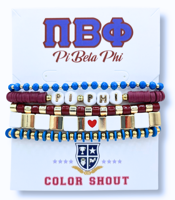 B204 PBP-Pi Beta Phi 5 Bracelet Mega Stack