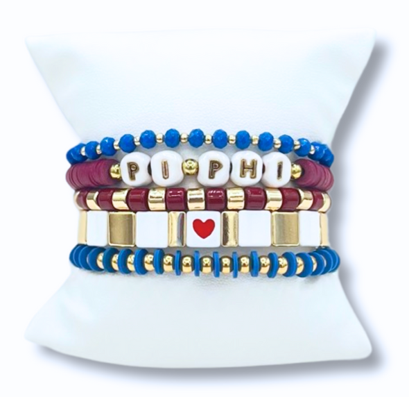 B204 PBP-Pi Beta Phi 5 Bracelet Mega Stack