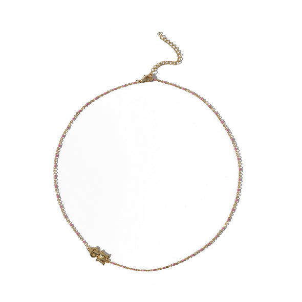 N201 PM-The Phi Mu Necklace: Side Set ΦΜ Enamel Bead Necklace