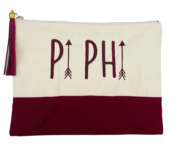 Pi Beta Phi Embroidered Greek Letter Pouch