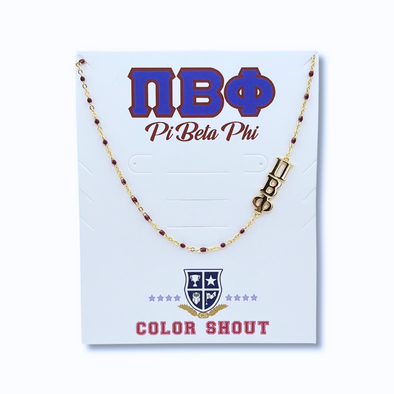 N201 PBP-The Pi Beta Phi Necklace: Side Set ΠΒΦ Enamel Bead Necklace