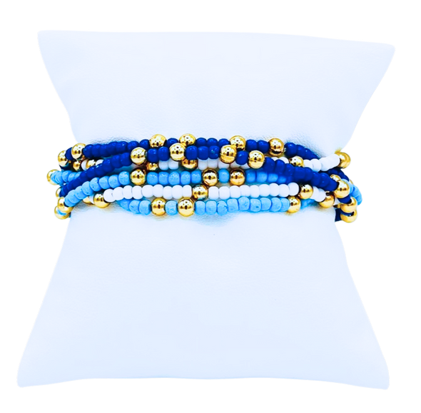 Alpha Delta Pi Colors Stack: Set of 6 Beaded Stretch Bracelets