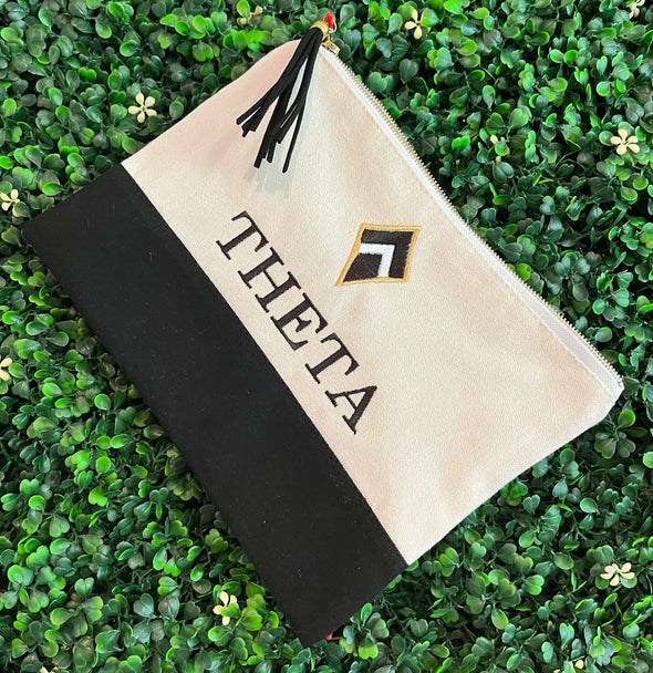 Kappa Alpha Theta Embroidered Greek Letter Pouch