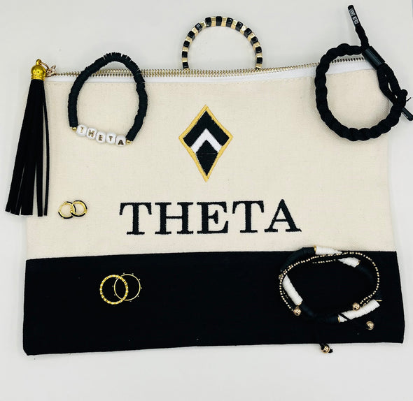 Kappa Alpha Theta Embroidered Greek Letter Pouch