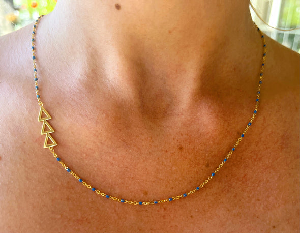 The Tri Delta Necklace: Side Set ΔΔΔ Enamel Bead Necklace
