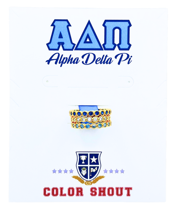 Alpha Delta Pi Three Bezel Stack Ring Set