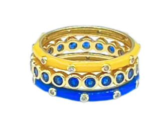 Delta Delta Delta Bezel & Enamel Stack Ring Set