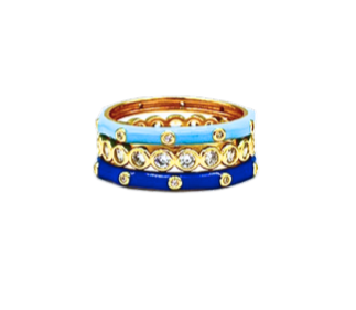 R206 KKG-Kappa Kappa Gamma Bezel & Enamel Stack Ring Set