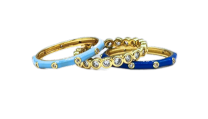 R206 KKG-Kappa Kappa Gamma Bezel & Enamel Stack Ring Set
