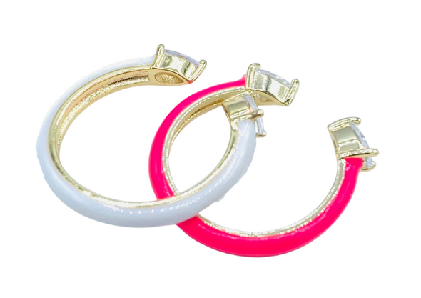 Double Pear Open Enamel Ring