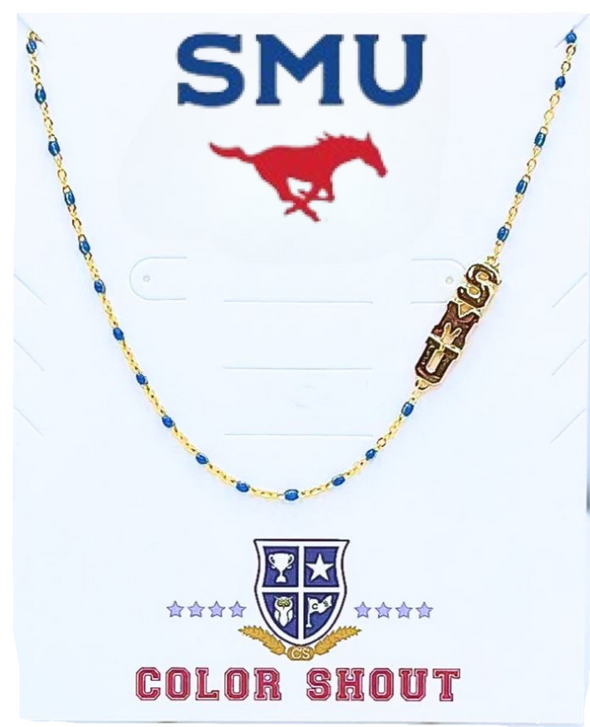 The SMU Necklace: Side Set SMU Enamel Bead Necklace