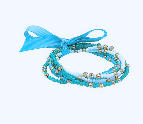 B201 ZTA-Zeta Tau Alpha Colors Stack: Set of 6 Beaded Stretch Bracelets
