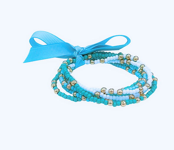 Zeta Tau Alpha Colors Stack: Set of 6 Beaded Stretch Bracelets